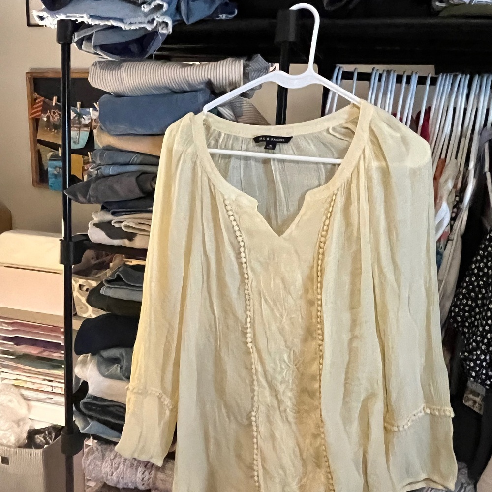 Women’s Zac and Rachael pale yellow sheer long sleeve top